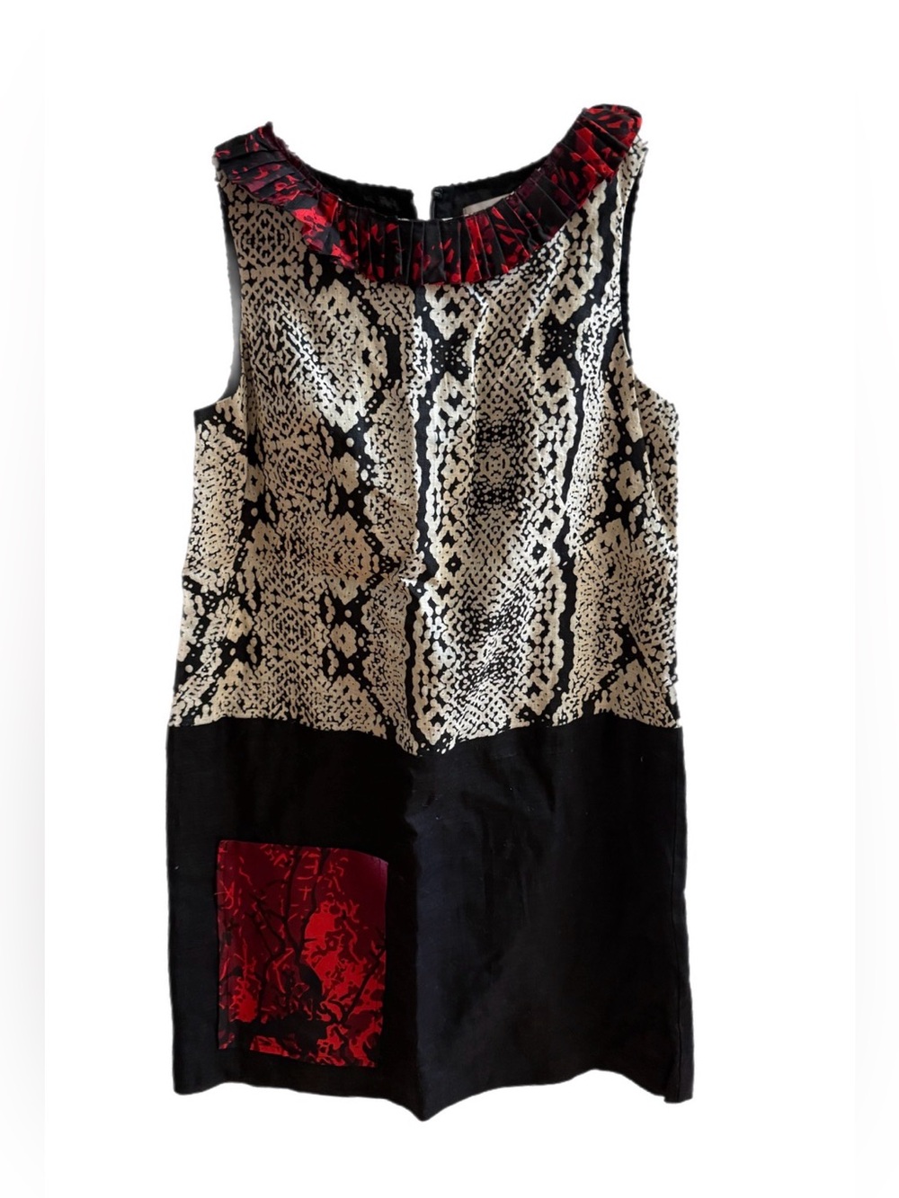 Ann Taylor Loft Custom Snake Print Dress with Red Accents